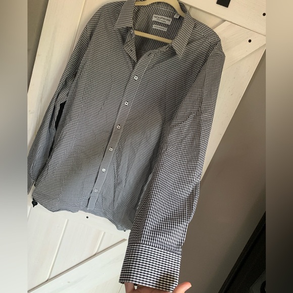 Men’s Nick Graham Black and White Checkered Dress Shirt Button down 2XL - Picture 4 of 7